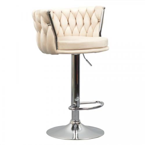 Design bárszék, bézs Velvet szövet/króm, BRIN