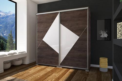 Columbia Gardrób ( 200 cm ) - Iszap tölgy - Fehér