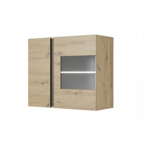 Fali vitrines szekrény 96, tölgy artisan/szürke grafit, CITY