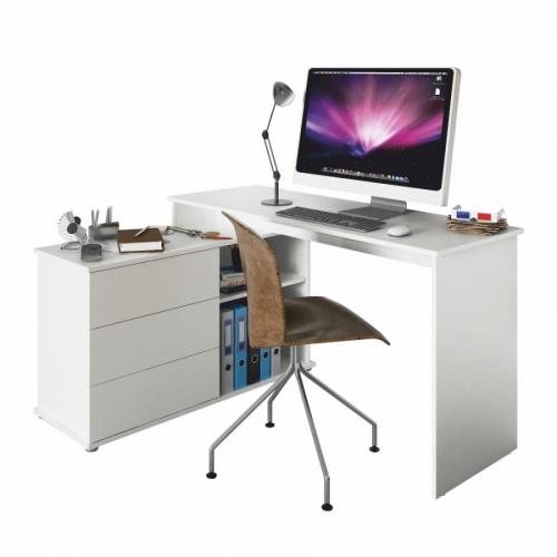 Univerzális sarok PC asztal, fehér, TERINO