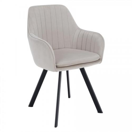 Design fotel, bézses szürke Velvet szövet, AURIL