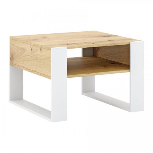 Dohányzóasztal, artisan tölgy/fehér, CARA 2