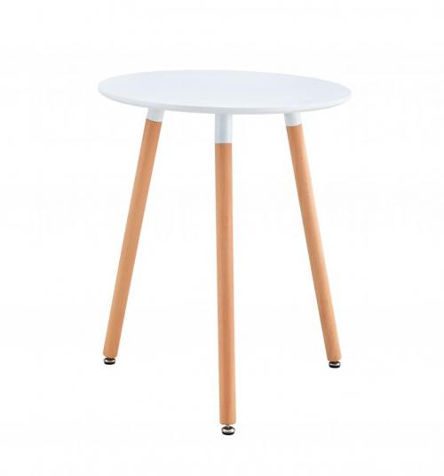 Étkezőasztal, fehér/bükk, átmérő 60 cm, ELCAN NEW TYP 1
