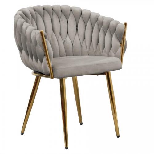 Étkezőszék, szürkésbarna Taupe Velvet szövet/gold króm arany, DEILA