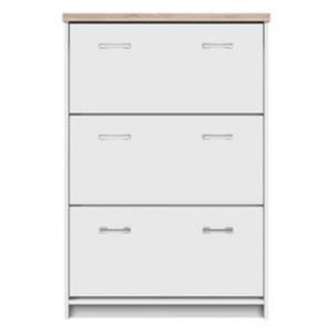 Cipősszekrény 3k, DTD laminált, fehér/tölgy sonoma, TOPTY TYP 10