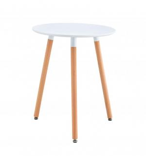 Étkezőasztal, fehér/bükk, átmérő 60 cm, ELCAN NEW TYP 1