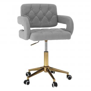 Irodai szék, Velvet szövet világosszürke/arany, NELIA