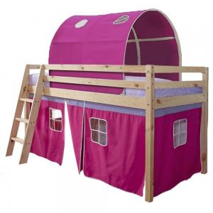 Magasított ágy, természetes/rózsaszín, 90x200, INDIGO