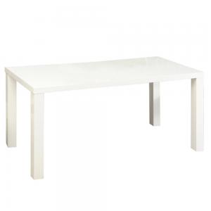 Étkezőasztal, fehér magasfényű HG, 120x80 cm, ASPER NEW TYP 2