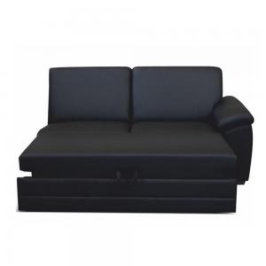 3-személyes kinyitható kanapé, textilbőr fekete, BITER 3 BB ZF